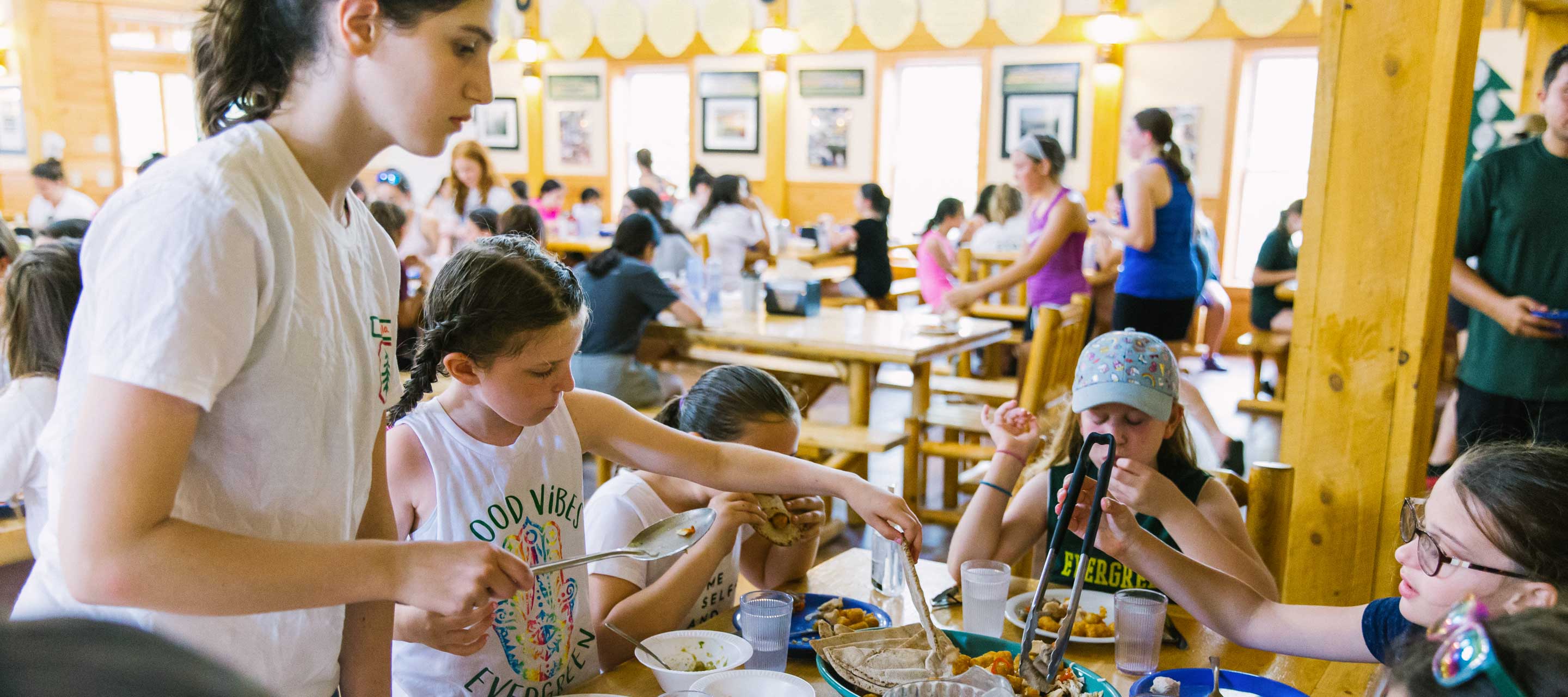 Campers serving food