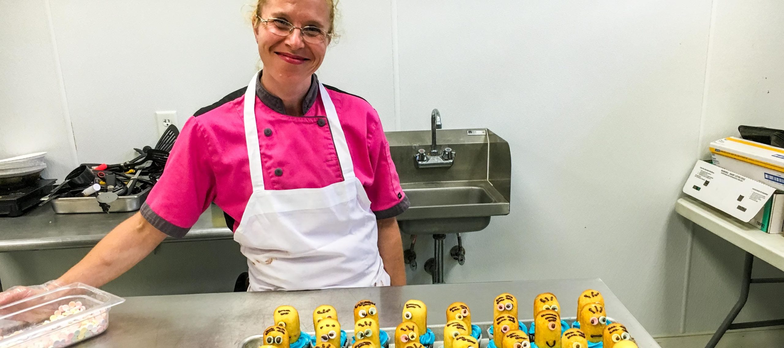 Kitchen staff making treats