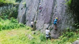 Rock climbing on granite cliffs